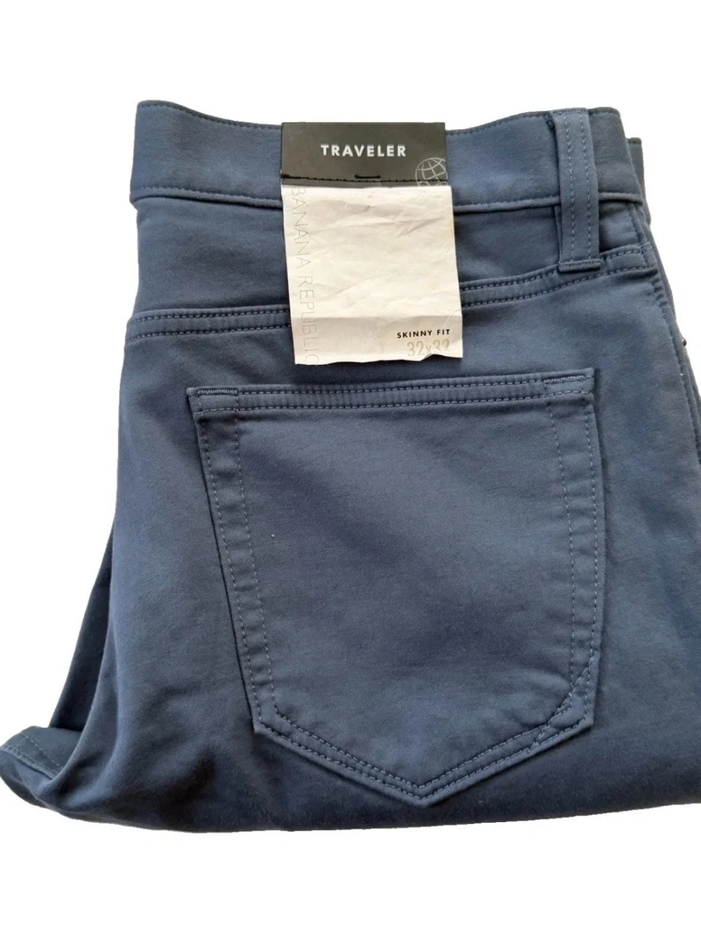 Men Banana Republic Skinny Traveler Pants Slate Blue 32Wx32L